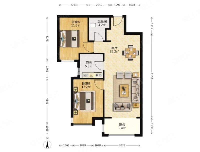 楼层好,看房提前联系,东南智汇城五号院二手房,129万,2室2厅,1卫,95