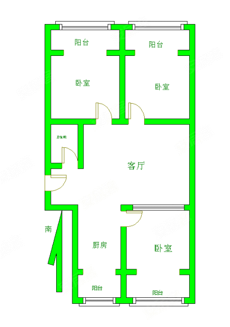 北关小区3室1厅1卫91.91㎡南北145万