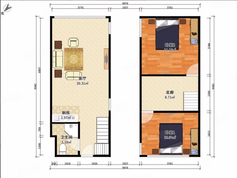 信达金茂府(商住楼)2室1厅1卫45.75㎡南112万