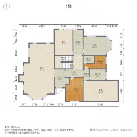 晨岛花苑(别墅)5室3厅5卫385㎡南3200万