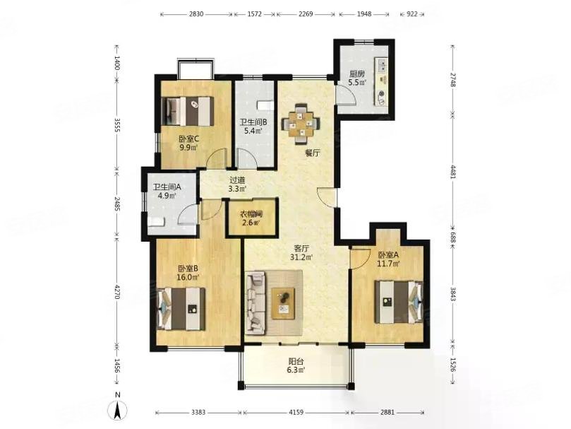 康城元宝户型全明通透高楼层采光视野好育才金钥匙