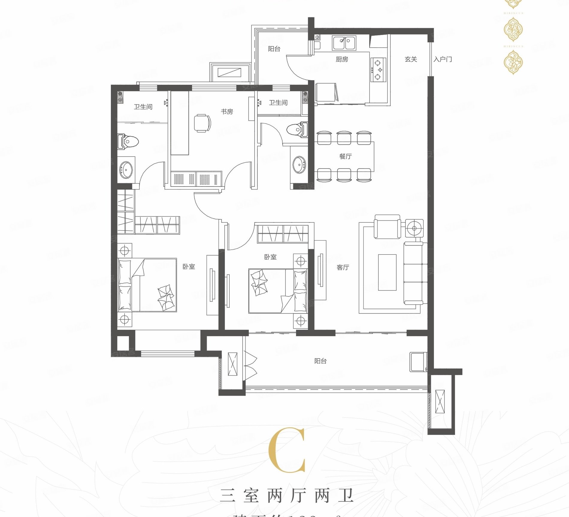 蓝光钰泷府3室2厅2卫129㎡南北130万