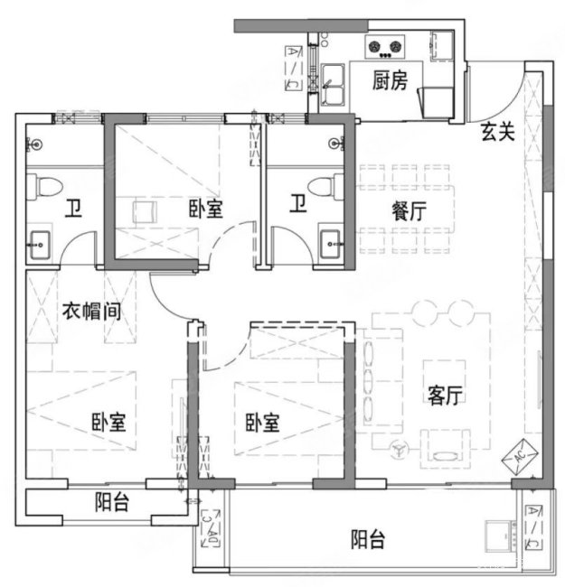 力高仟喜荟广场3室2厅2卫123㎡南北83.64万