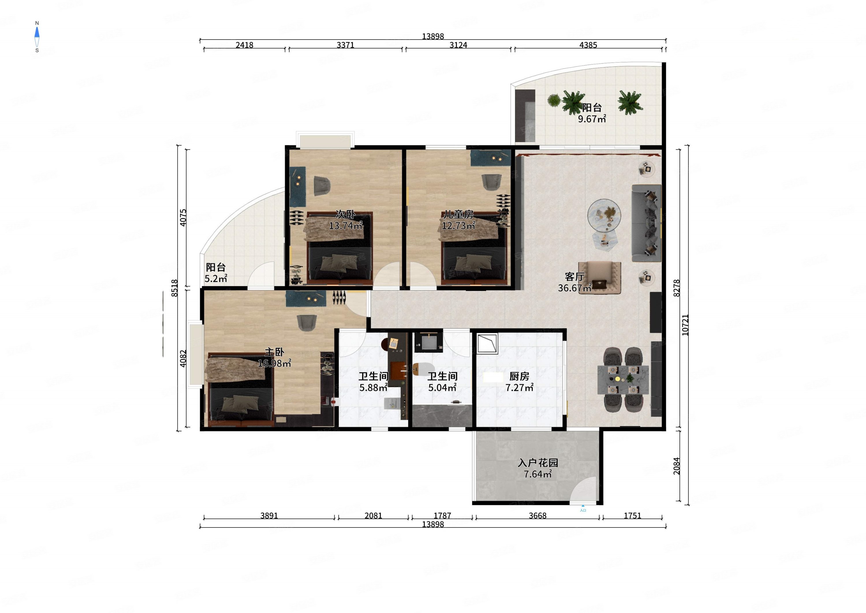 文星花园面积135售价1480万