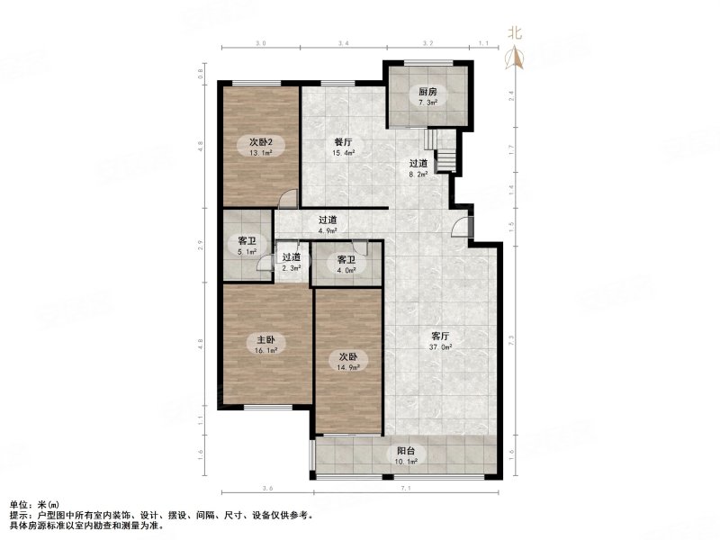 银座花园6室3厅3卫275.92㎡南北450万