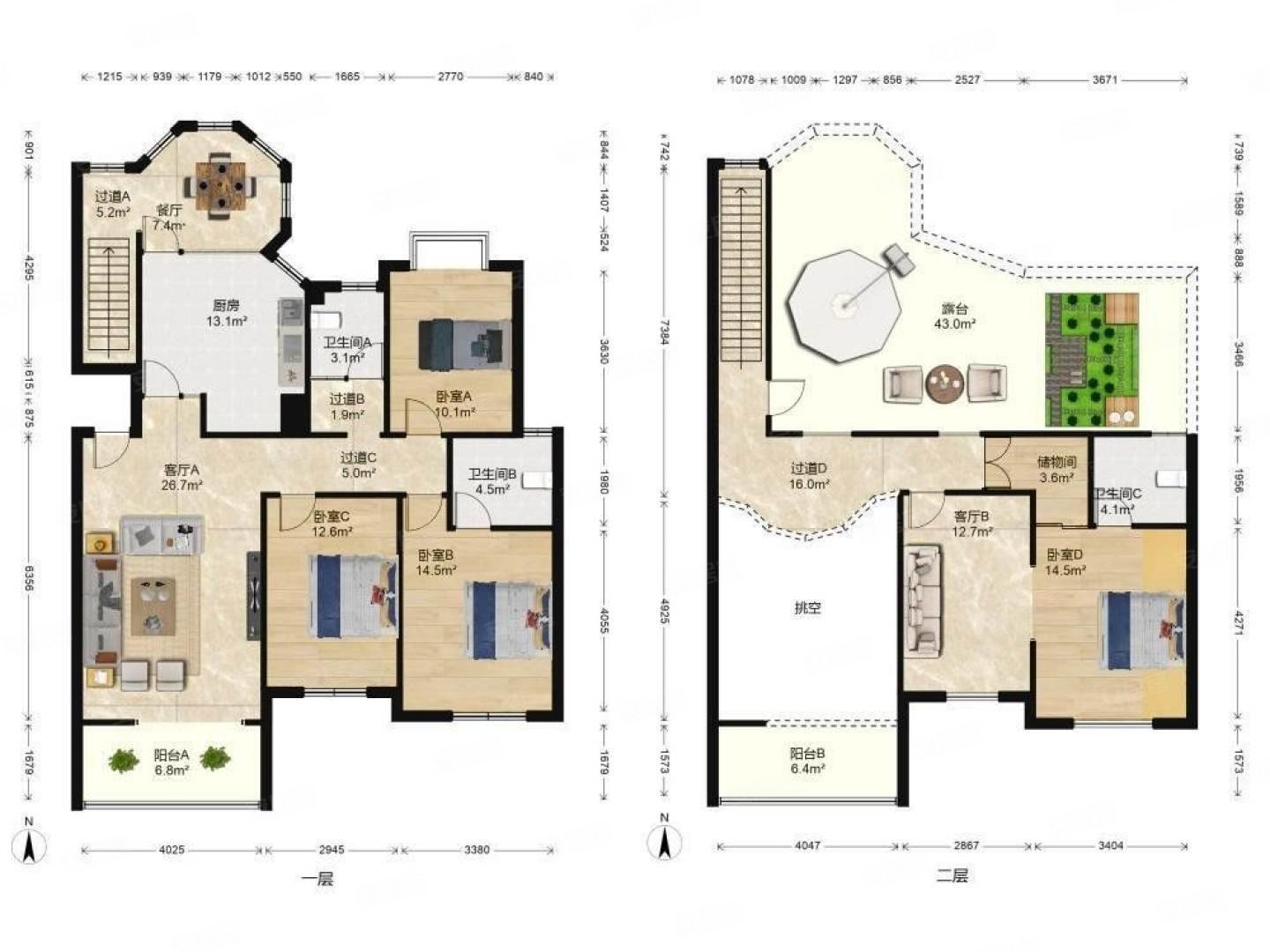 送大露台 威尼斯水城二期 挑空大复式 大五房