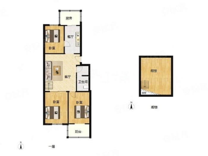 双兴东区~3室1厅~95.00平米