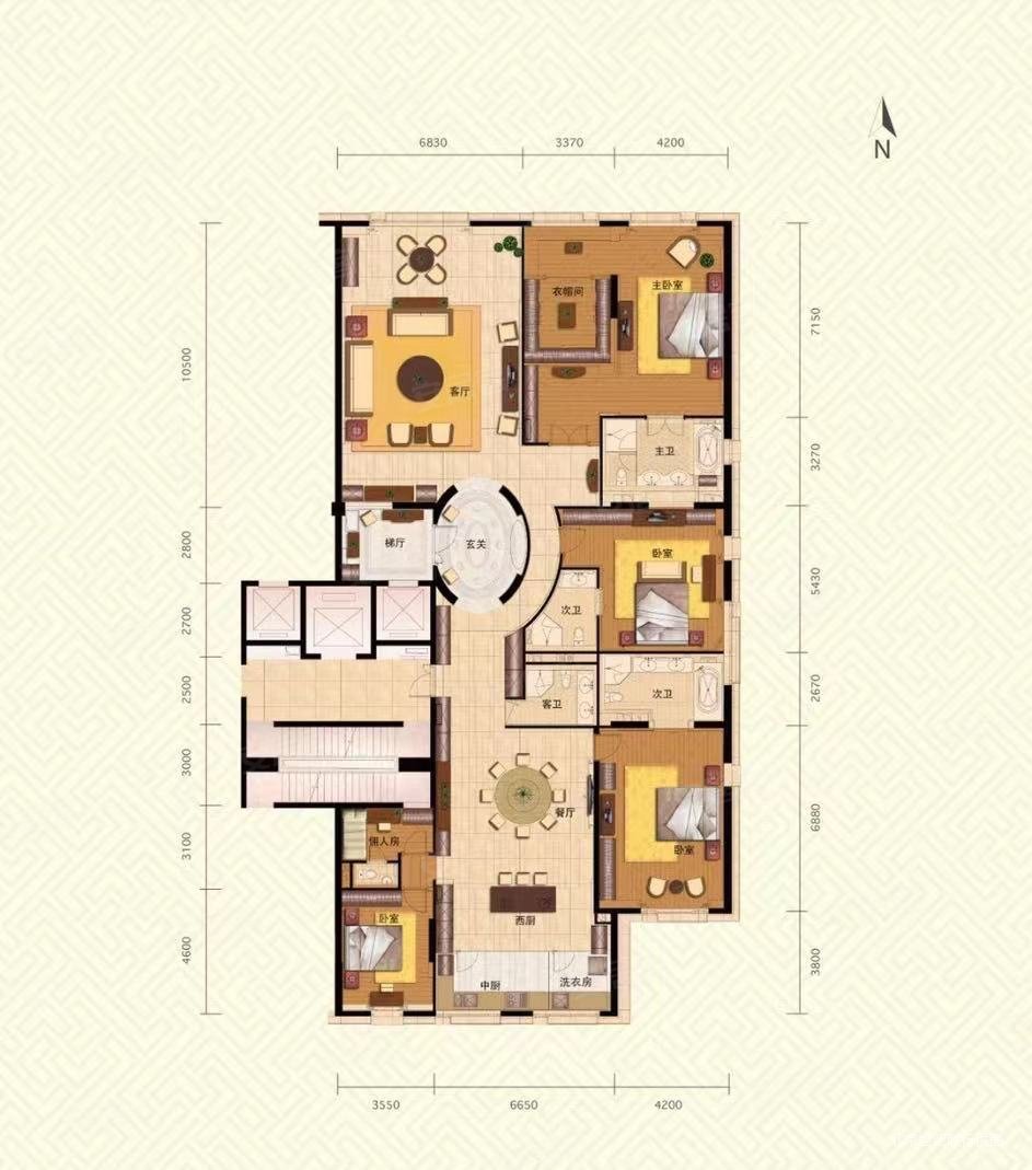 霞公府5室2厅4卫342.48㎡南北4200万