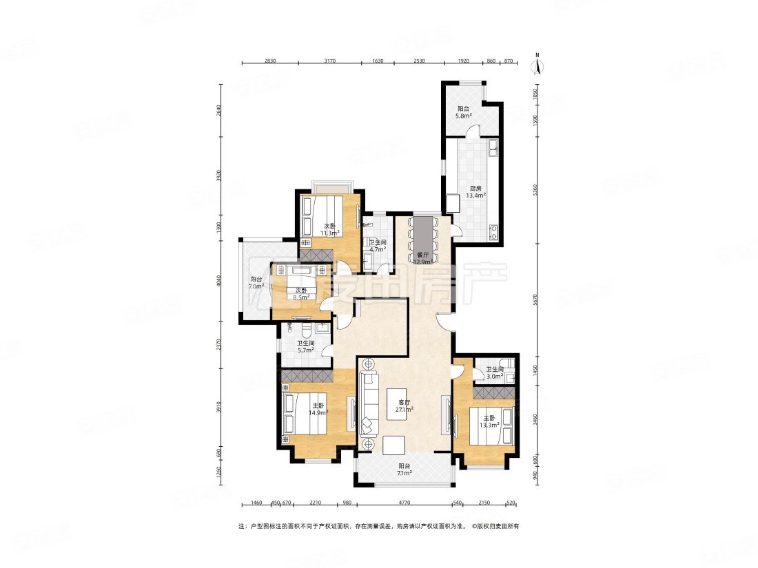 首开融侨首融府4室2厅3卫192.51㎡南北899万
