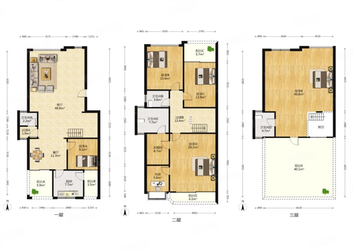 康城345楼毛坯叠拼别墅带大露台带产权车库