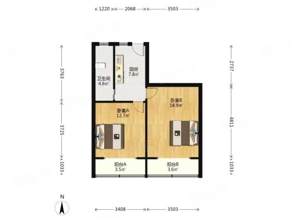 上缝小区2室1厅1卫58.27㎡南北438万