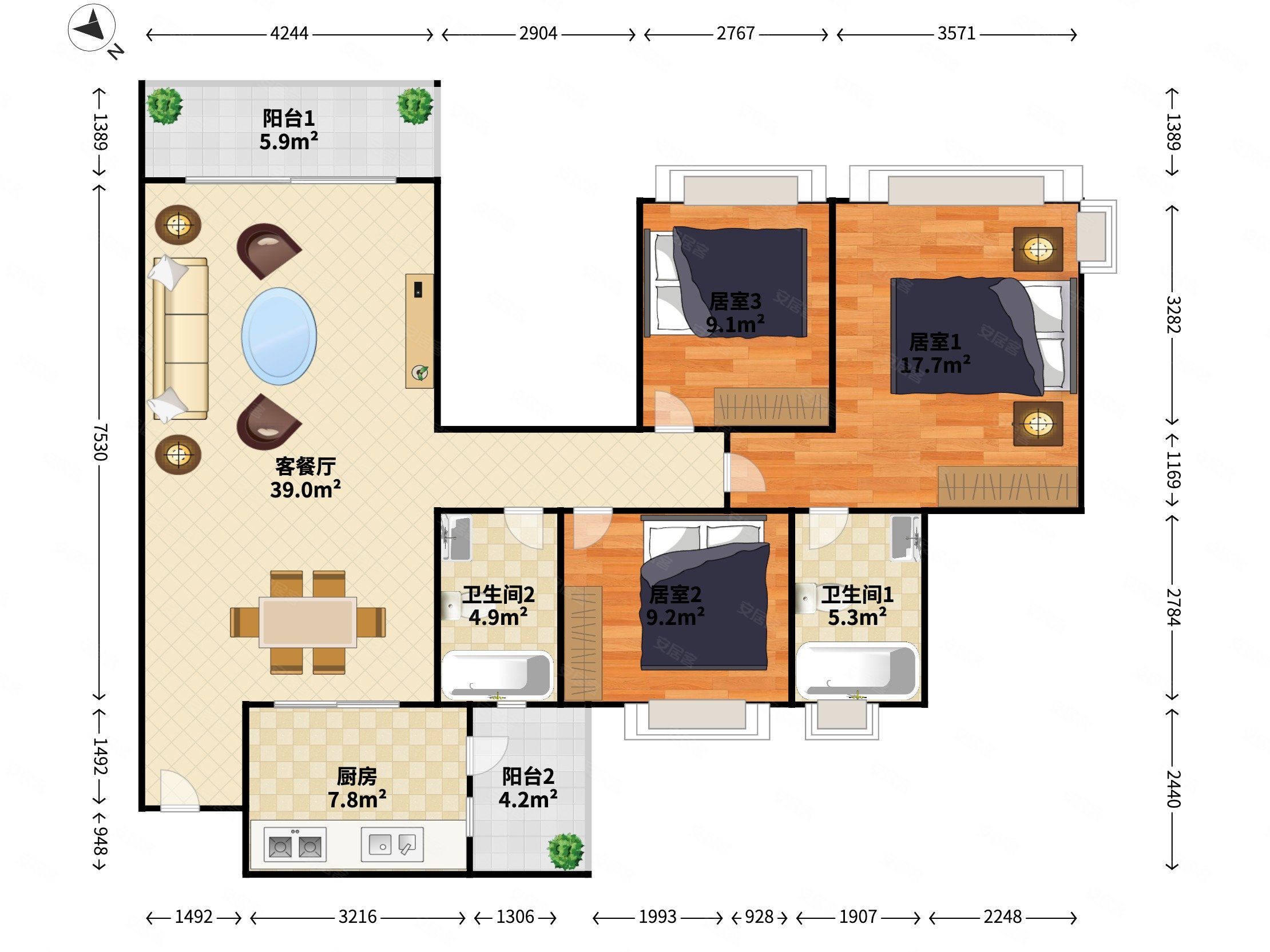中澳滨河湾朝南3加一好楼层居住舒适