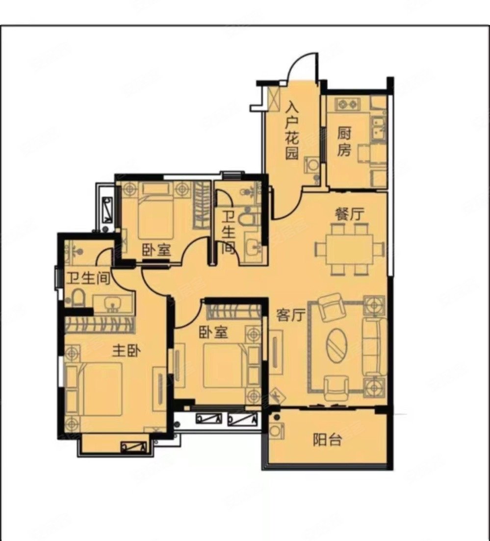 碧桂园花溪3室3厅精装修107平楼顶大花园非常的漂亮