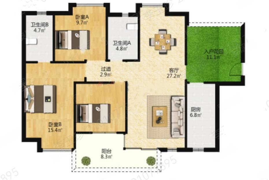 雅乐城附近华景雅苑三房两卫送超大入户花园价格靓可谈
