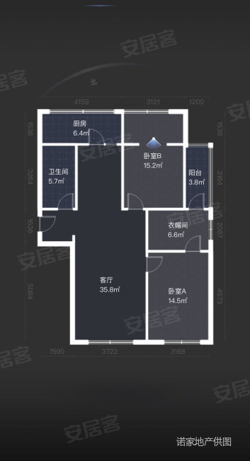 光伸卧龙港湾3室2厅1卫101㎡南北85万