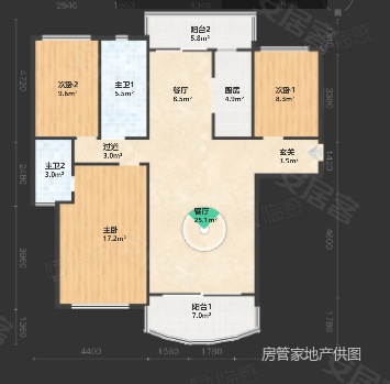 凯旋豪庭3室2厅2卫136㎡南北61.8万