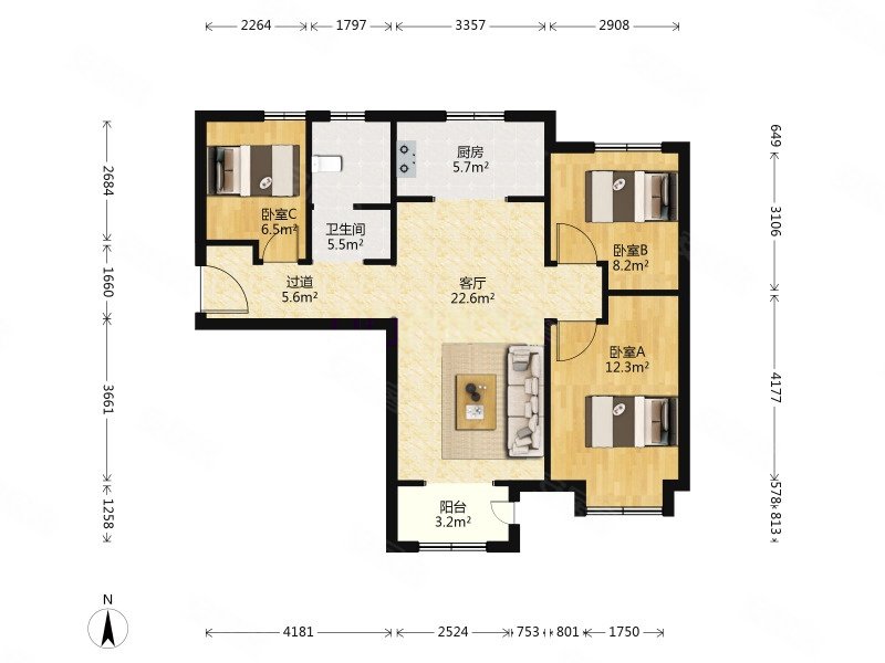 带电梯,金地艺墅家嘉泽苑二手房,155万,3室1厅,1卫,100平米-天津安居