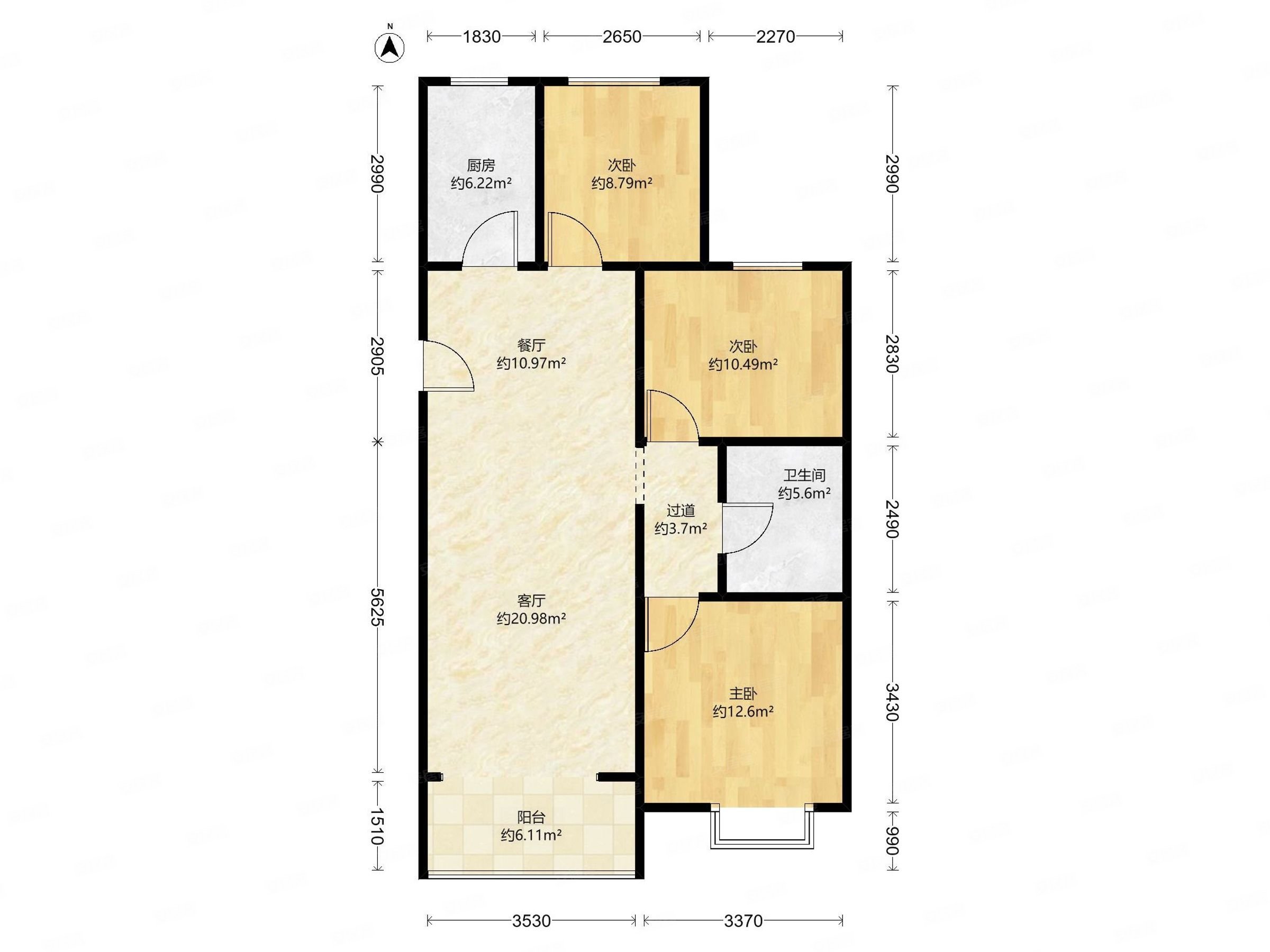 同祥城   南边三室 全天采光 无遮挡 前面就是公园