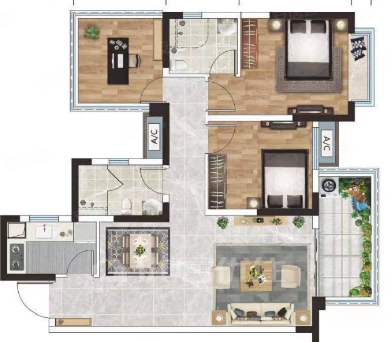 市中心电梯86平三房86万江辰合悦一线江景毛坯现房