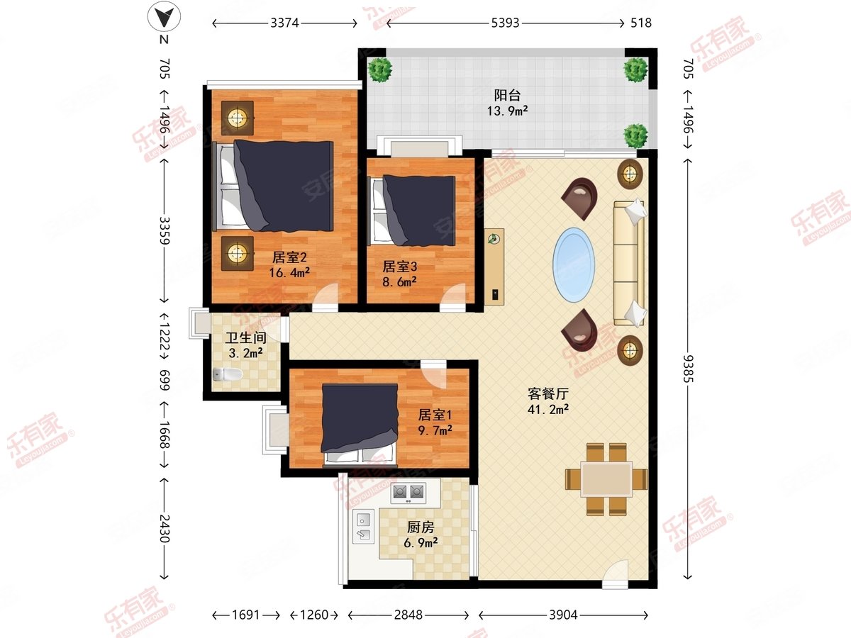 圣淘沙骏园3室2厅1卫93㎡西南0万