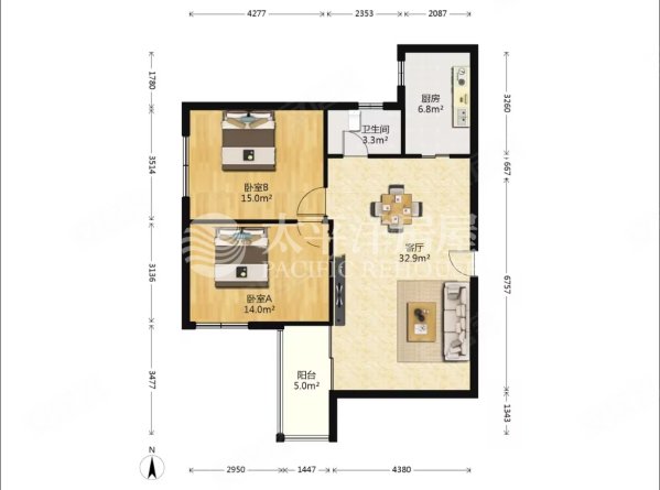 桥苑公寓2室2厅1卫102.15㎡西南888万