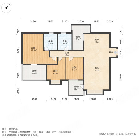 汇翠山庄3室2厅2卫115㎡南89.8万