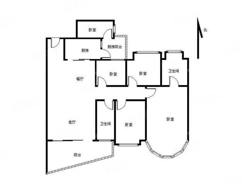骏景花园南苑南向五房两卫 中高层看金融城