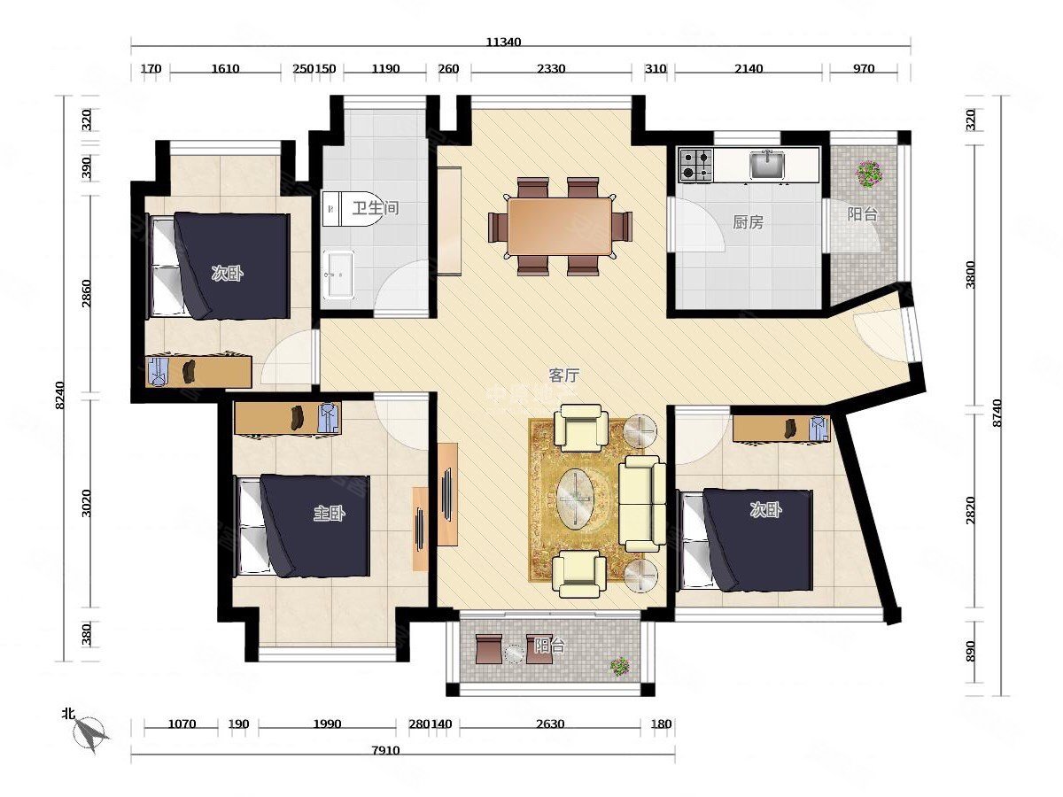 半岛城邦(三期)3室2厅1卫89.8㎡南北0万