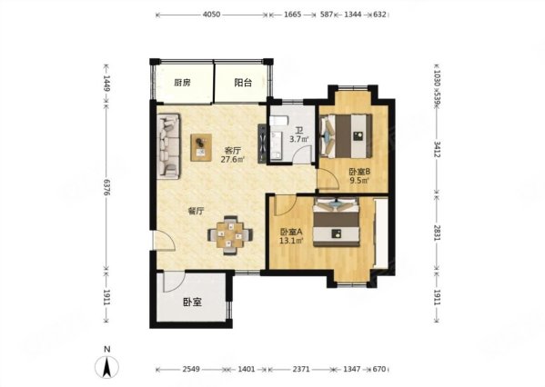 日东花园3室2厅1卫74.29㎡北170万