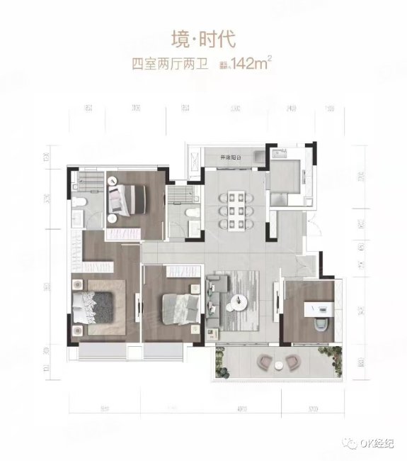 时代悦玺4室2厅2卫140㎡南北290万