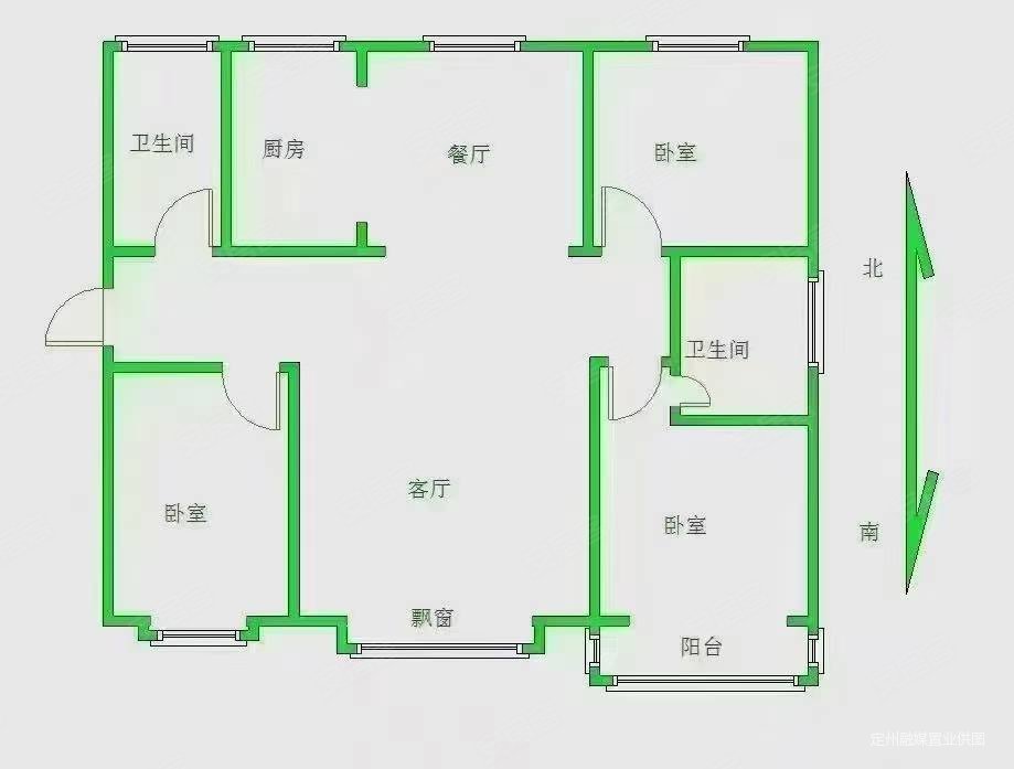 紫竹园(定州)3室2厅2卫127.43㎡南北97万