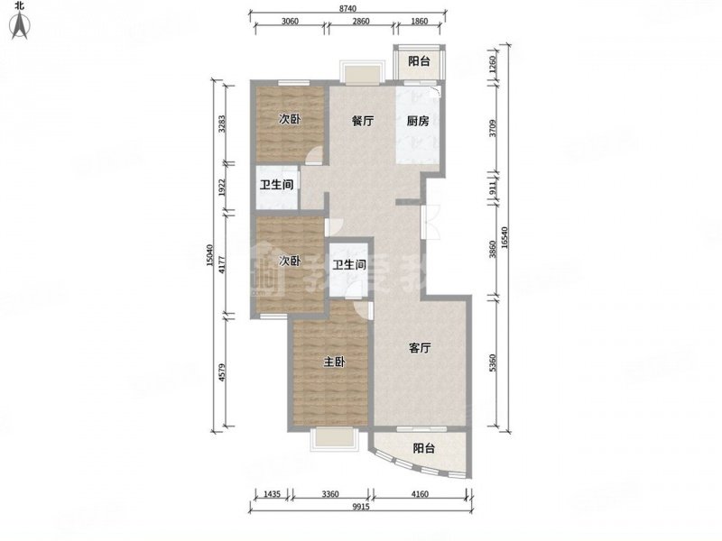 优山美地东区3室2厅2卫158.74㎡南北140万