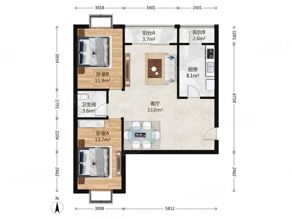 北京朝阳酒仙桥泰华滨河苑酒仙桥泰华滨河苑2室1厅出租房源真实图片