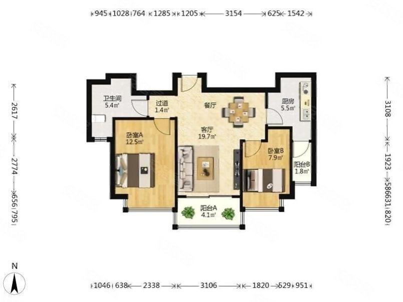 恒大金碧新城一期18号朝向南温馨2居室素质住户诚