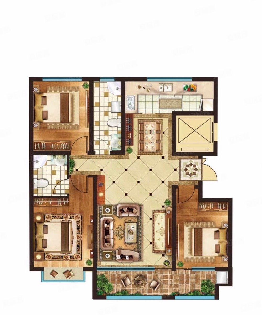 泰祥花苑大三室h户型精装微住采光好手慢无