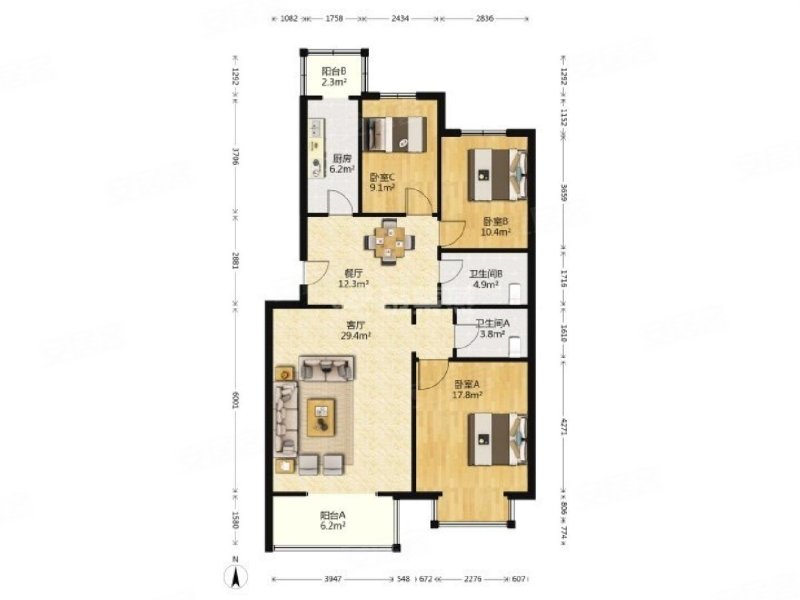 双阳南区高层观景 3居 户型方正 亲自看过此房 看房有钥匙