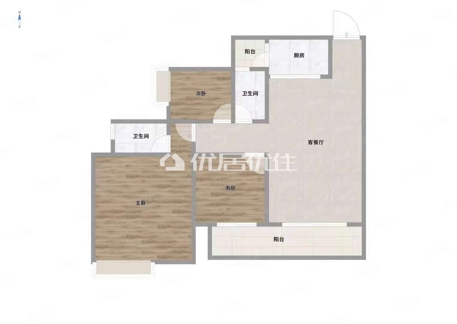 彰泰城(B区)3室2厅2卫97.36㎡南130万