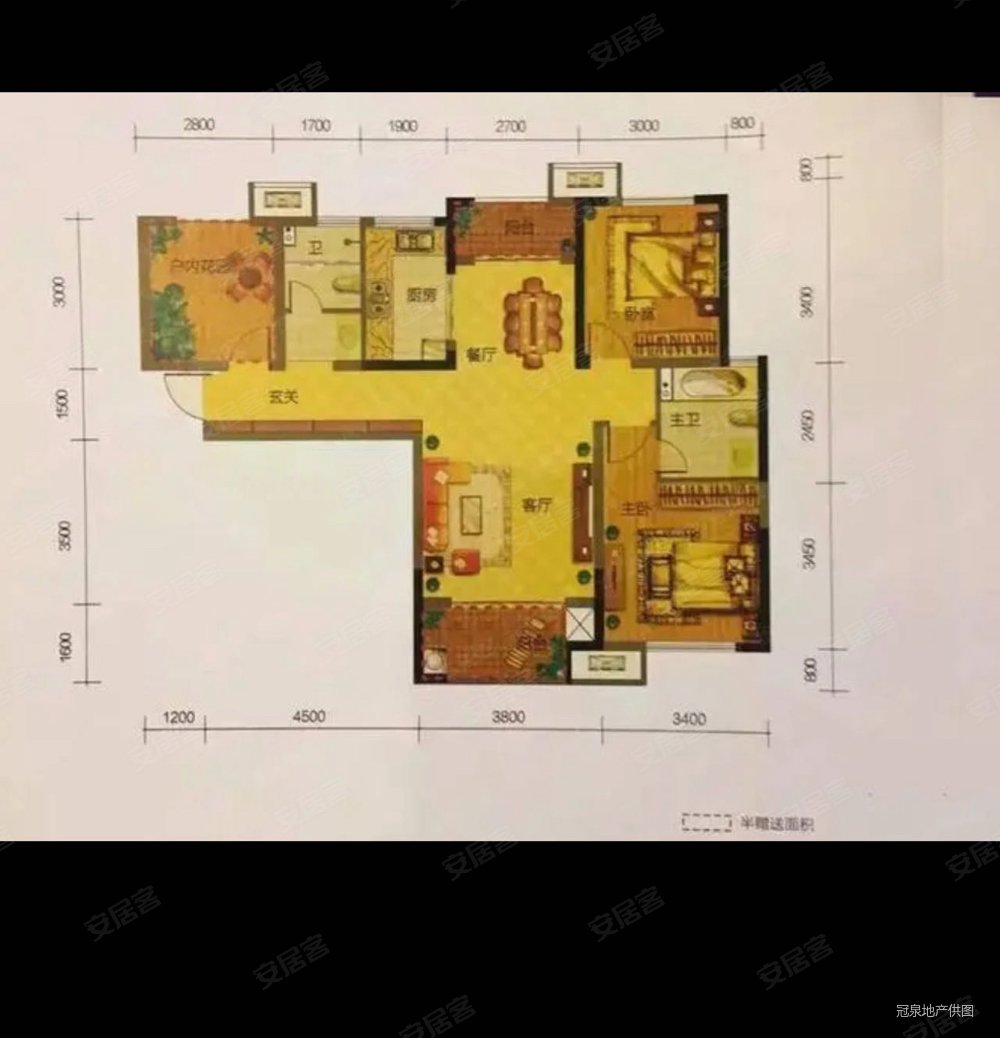 (有车位)精装三居室 位置 送全套家具,鑫苑名家二手房,111万,3室2厅,1
