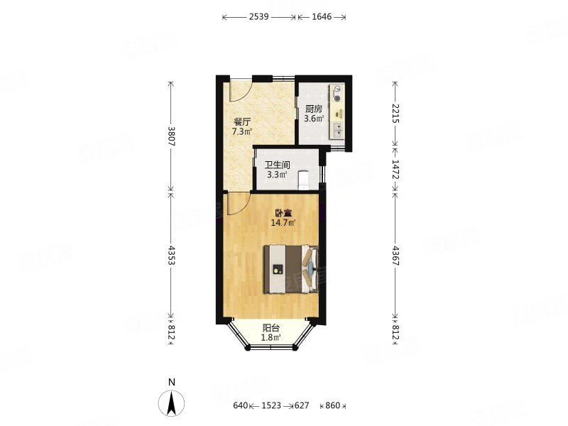 乐山一村1室1厅1卫50.91㎡南北405万