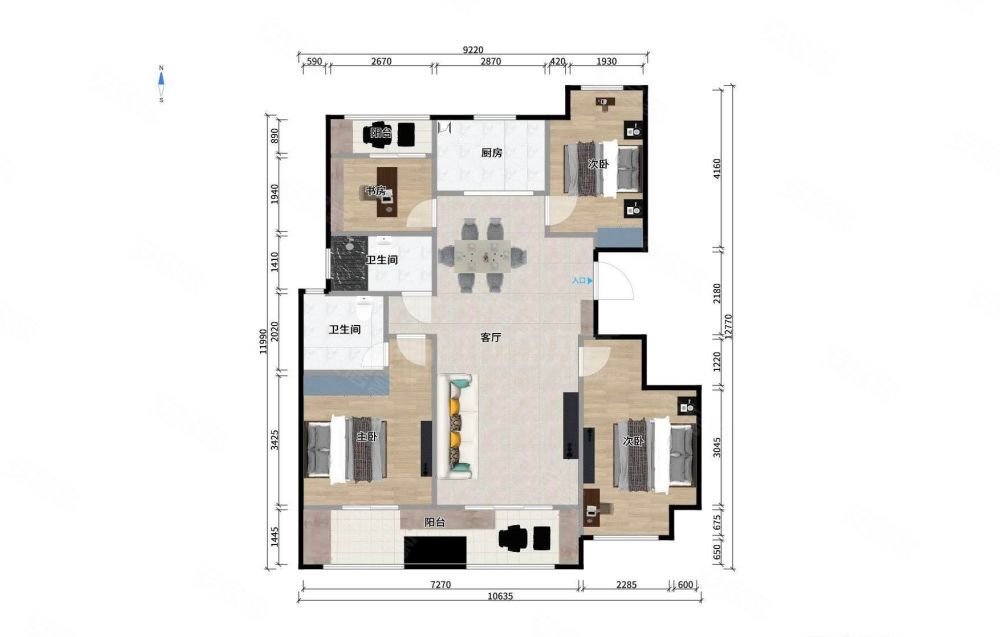 江南府毛坯洋房四房带车位