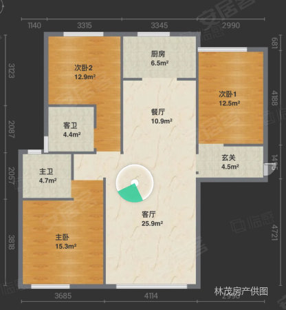 长兴天元郡3室2厅2卫130㎡南北85万