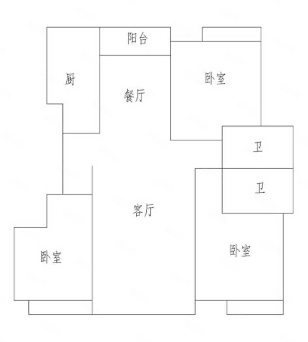 融汇领域三室两厅两卫毛坯南北通透电梯房