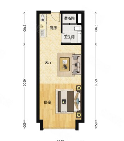 秦皇岛昌黎昌黎县政府吉祥尚府澜山公馆一室一厅一卫公寓 月租1500元
