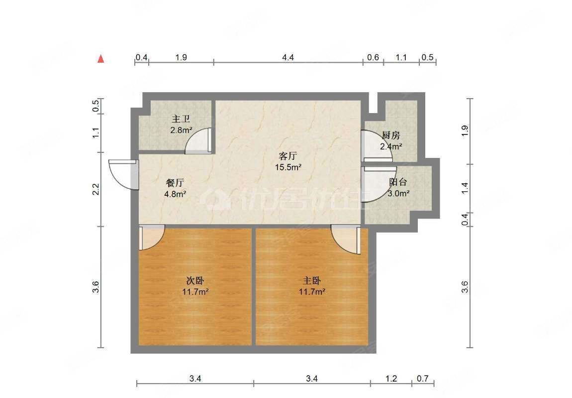 金辉时代广场2室1厅1卫65㎡东27万