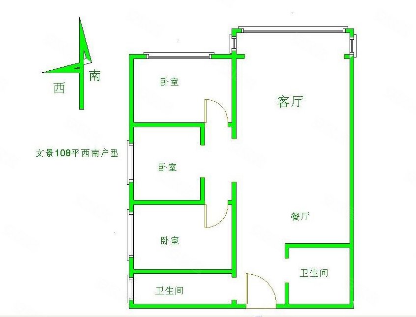 文景小区(西区)3室2厅1卫106.48㎡西南225万