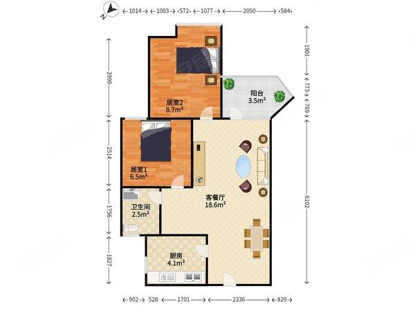 深圳龙华深圳北站龙悦居四期2室2厅1卫 电梯房 63平出租房源真实图片