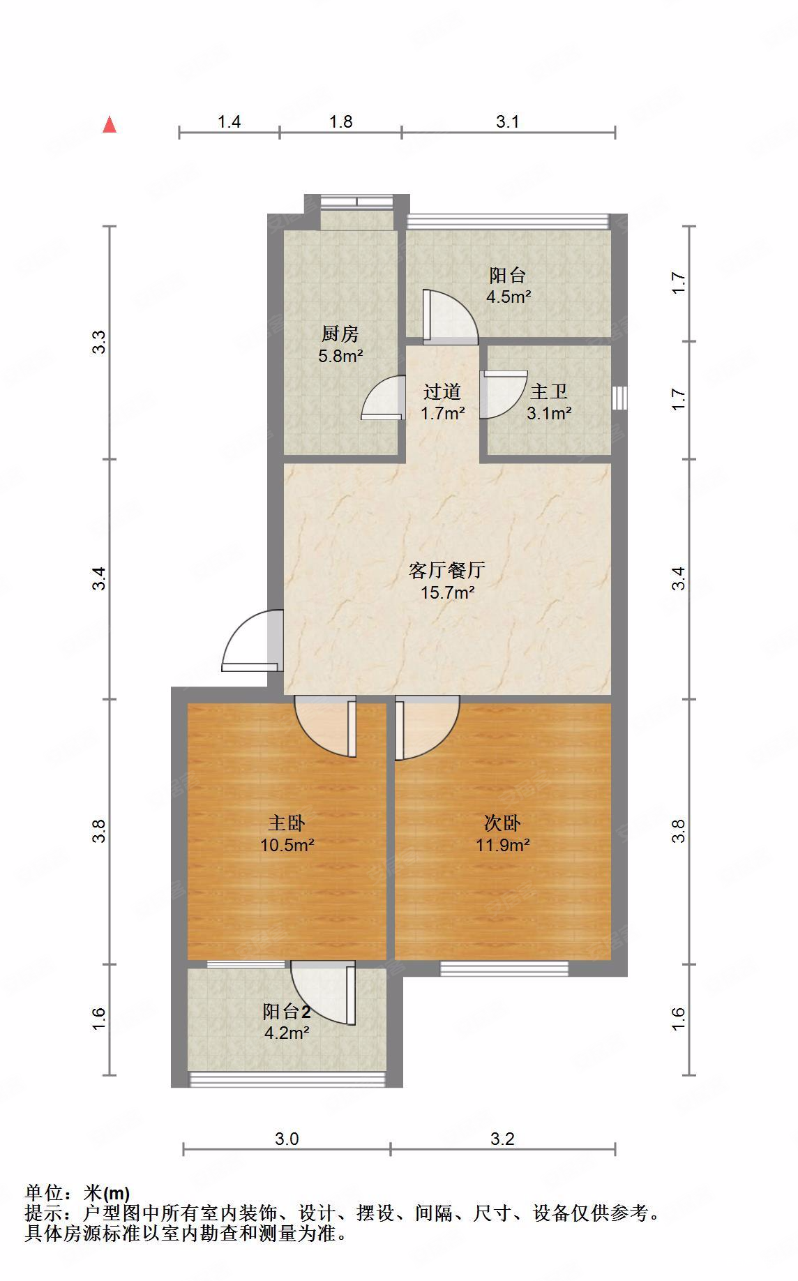 汽车厂宿舍(屏山)2室2厅1卫72㎡南北31万