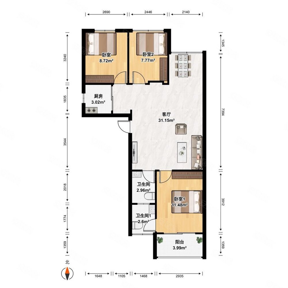 东方旁融侨园著刚需居家三房南北通透拎包入住