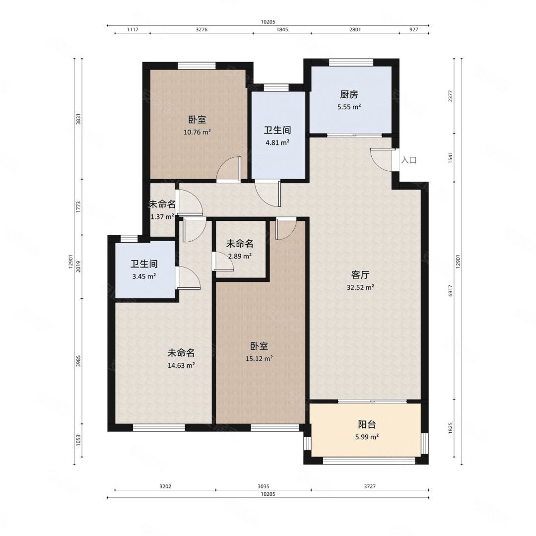 升龙御玺一期3室2厅2卫122㎡南北222万