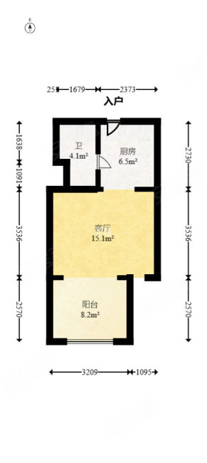 领御大厦1室1厅1卫55.14㎡南北41.5万